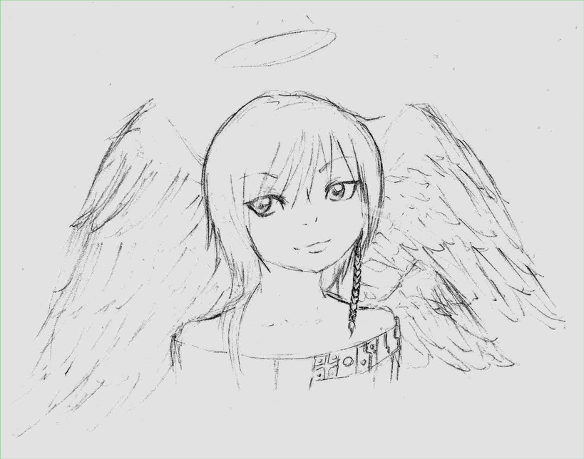 Traditional doodle of Cross from 666 Satan/O-Parts Hunter, wings behind him. He's smiling, looking off to the side.
