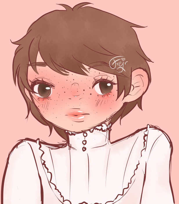 Coloured doodle of Guang Hong from Yuri on Ice in a white frilly nightgown.