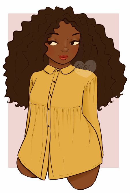 Justine Dancer from Ever After High with her hair down, wearing a yellow shirt-dress.
