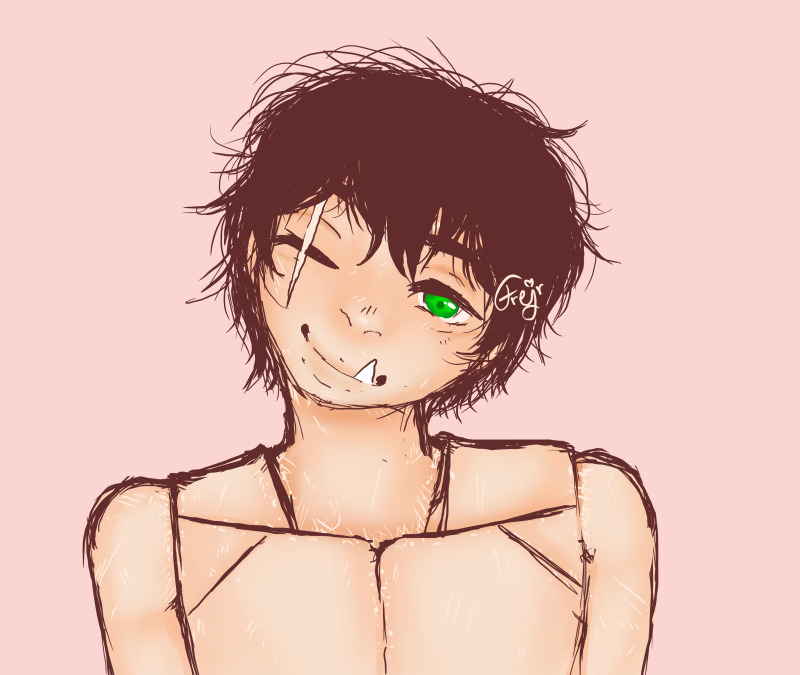 Doodle of Sattsu from Replica, without clothes and makeup.