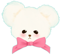 white plush stuffed teddy bear head with a pink bow