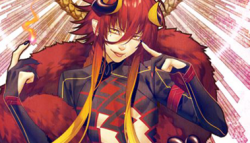 Loki from Kamigami no Asobi in his God form sticking his tongue out.