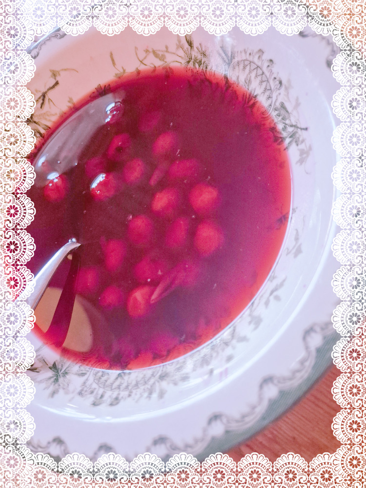 a bowl of cherry soup