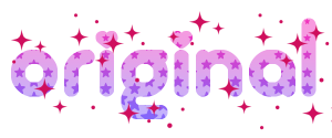 pink and purple text that reads Original