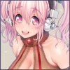 Super Sonico in pigtails and a reindeer inspired top