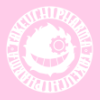 takeuchi from mars red's company logo in white on pink background