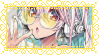 Stamp of Super Sonico  with her hand close to her face, wearing sunglasses