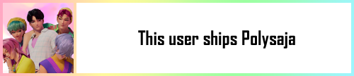 User box with a picture of Saja Boys from Kpop Demon Hunters on the left, text to the right reading 'this user ships polysaja'.