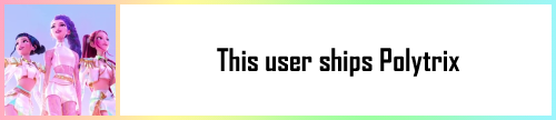User box with a picture of Huntrix from Kpop Demon Hunters on the left, text to the right reading 'this user ships polytrix'.
