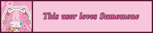 User box with a picture of Sumomone from Show By Rock on the left, text to the right reading 'This user loves Sumomone'.