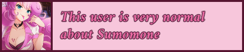 User box with a picture of Sumomone from Show By Rock on the left, text to the right reading 'This user is very normal about Sumomone'.