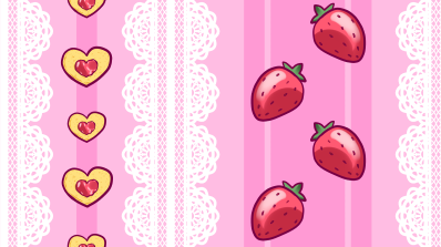 lace bordering rows of strawberries and jam cookies