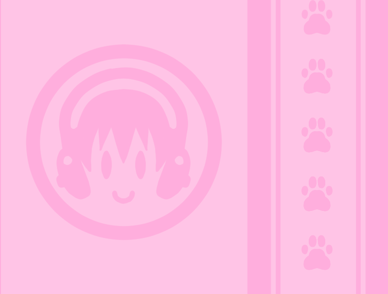 repeating wallpaper of pink Super Sonico logo  and cat paws on pink packground