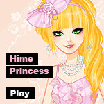 A blonde light-skinned woman wearing pink. Text reads Hime Princess, Play.