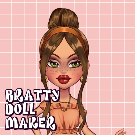 A lightskinned girl with brown hair. Text reads Bratty Doll Maker.