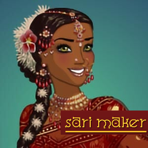 An indian woman in a sari, text reads Sari maker.