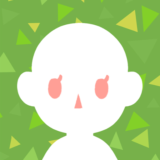 A white silhouette with a face on a green background.