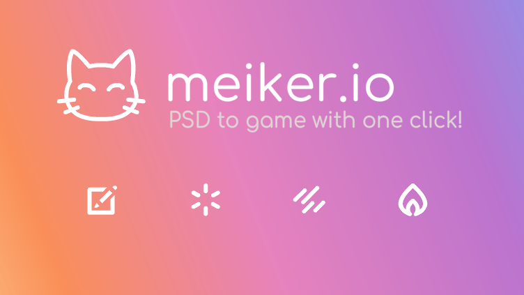 A cat head with the text meiker.io next to it.