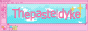 text that reads 'thepasteldyke' bounching inside a frame, sparkles behind it on a sky background.