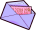 purple envelope with pink letter inside